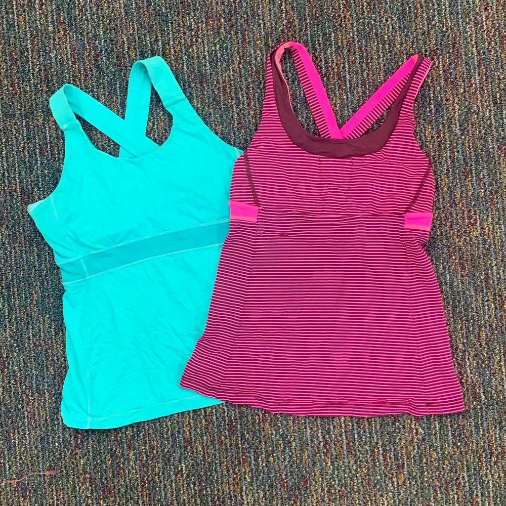 2 Lululemon athletica top size 10 blue and pink